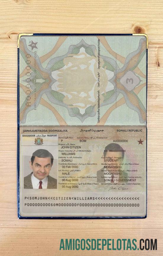 Somália (Somália) Pass Photo Look exemplo real